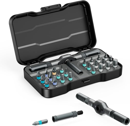 24-In-1 Multifunctional Screwdriver and Ratchet Wrench Set Magnetic Tip Hand Tools Set Home DIY Various Tasks Maintenance Kit