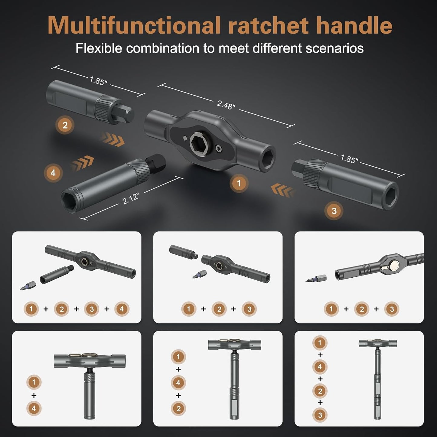 24 in 1 Magnetic Screwdriver Set, DIY Ratchet Screwdriver Set, Multi Bit Magnetic Drive Set with Detachable Ratchet Handle, Portable Precision Repair Tool Kit for Furniture Computer Bicycle