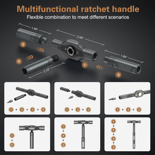 24 in 1 Magnetic Screwdriver Set, DIY Ratchet Screwdriver Set, Multi Bit Magnetic Drive Set with Detachable Ratchet Handle, Portable Precision Repair Tool Kit for Furniture Computer Bicycle